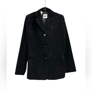 DKNY Classic Vintage Velvet Blazer Jacket Black Y2K Goth Academia Preppy Size 2